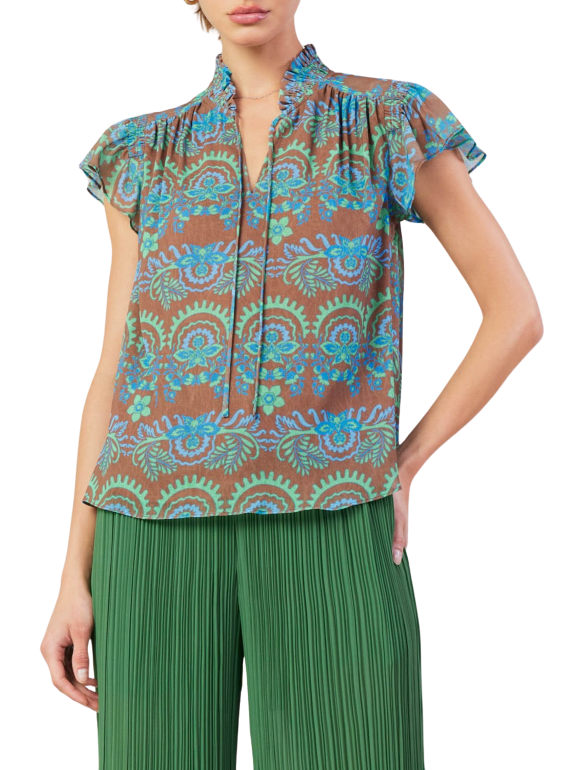Blusa de manga plisada