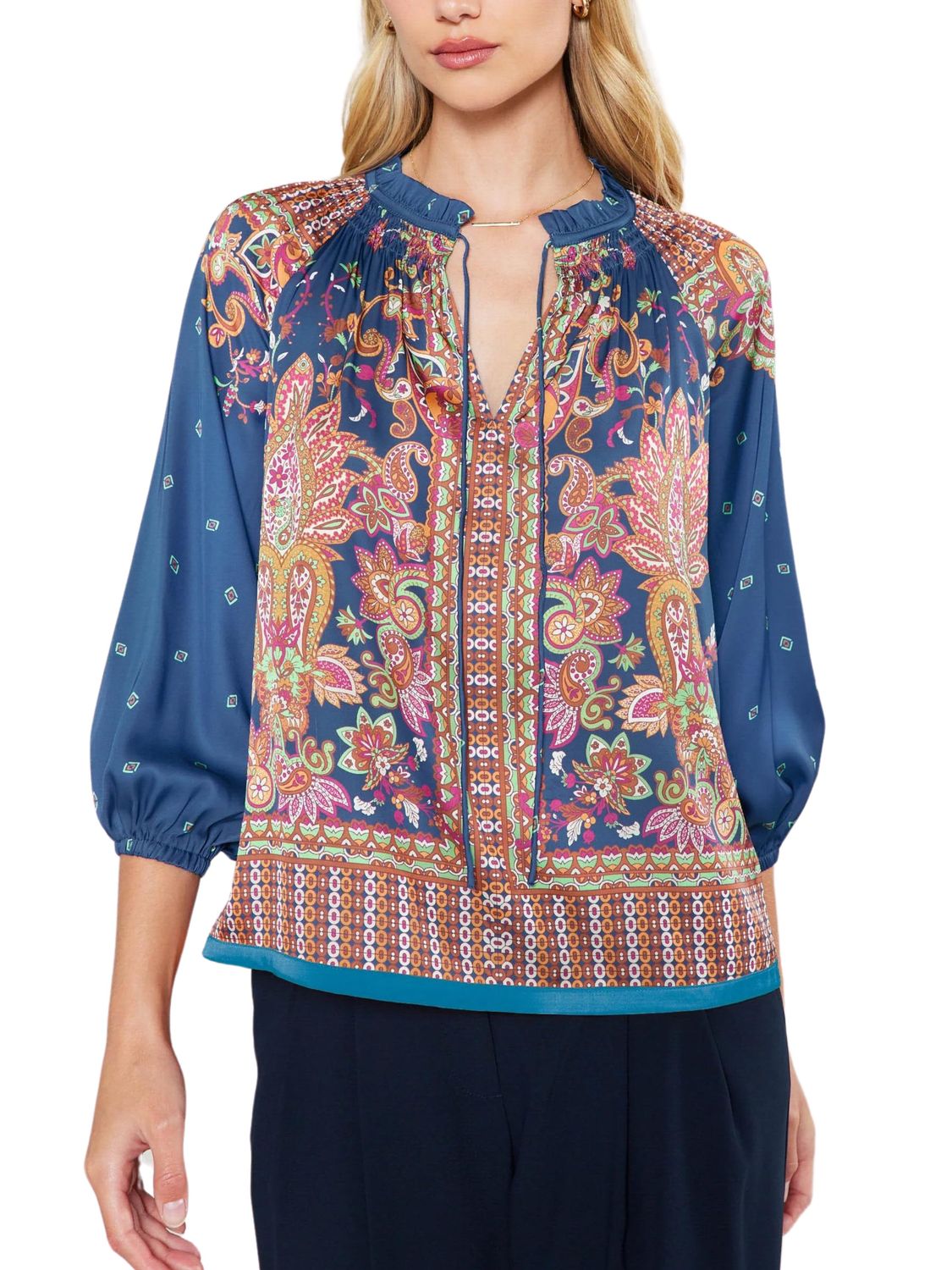 Blusa multicolor de manga 3/4