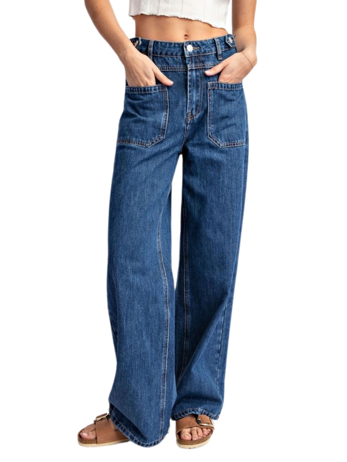 Pantalón de mezclilla de pierna amplia