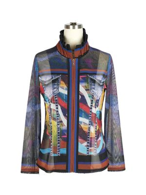 Conjunto de blusa y chaqueta con print multicolor