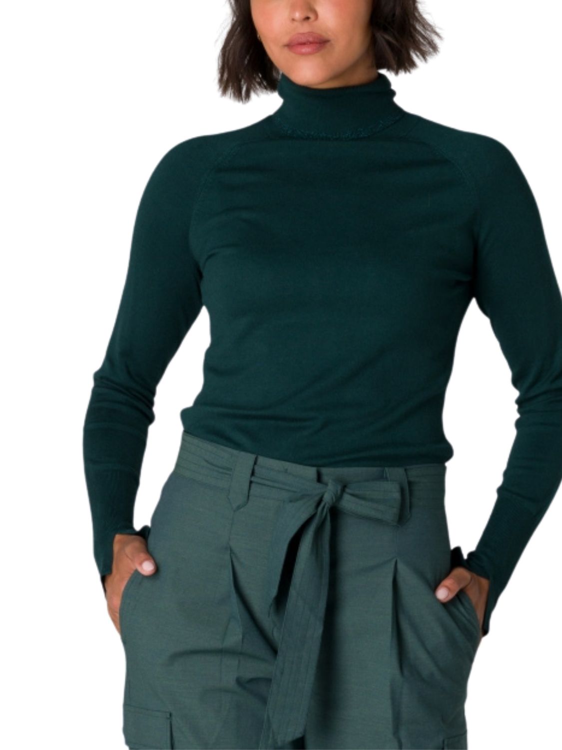 Sweater metálico de punto con cuello alto