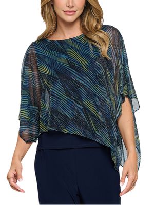 Blusa tipo en ensamble en jersey metálico.
