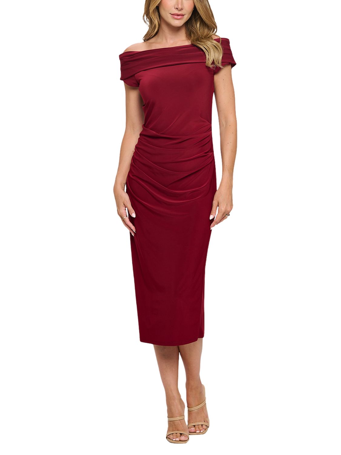 Vestido midi en jersey de manga corta