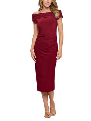 Vestido midi en jersey de manga corta