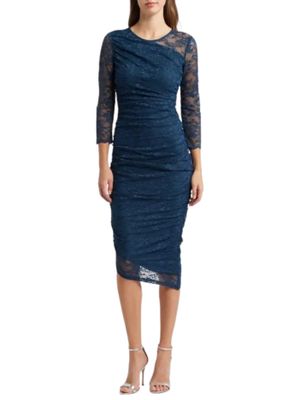 Vestido corto de encaje drapeado