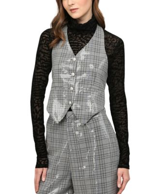 Conjunto de chaleco y pantalón con lentejuela