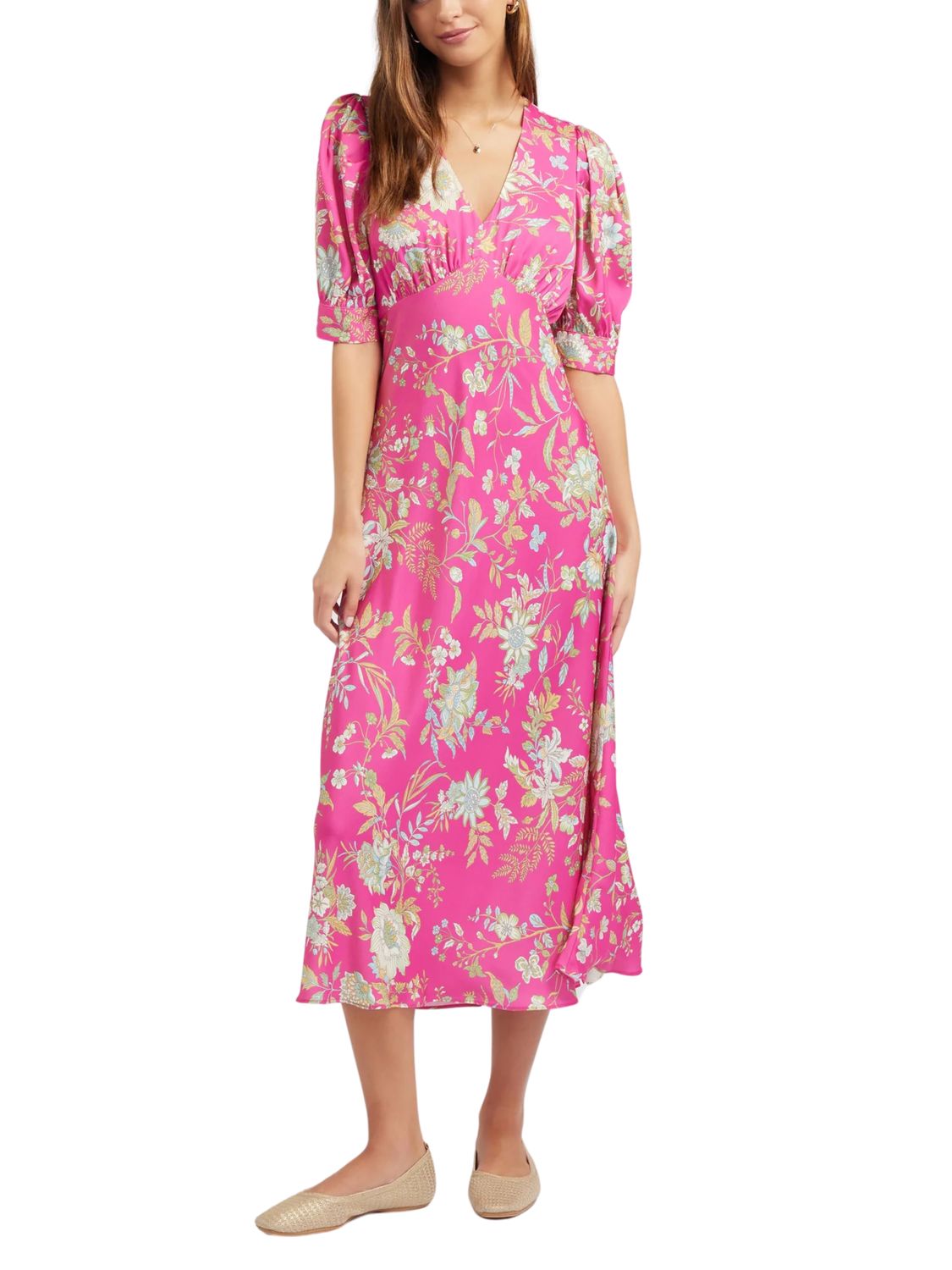 Vestido midi manga corta