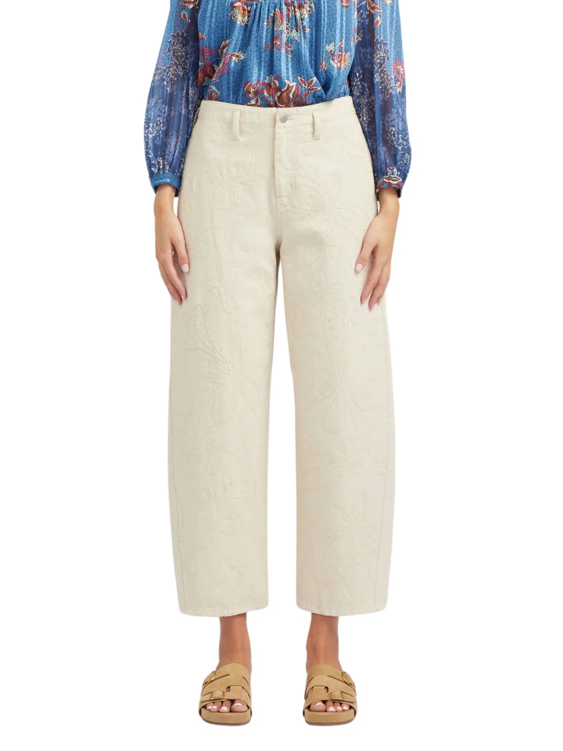 Pantalón recto bordado