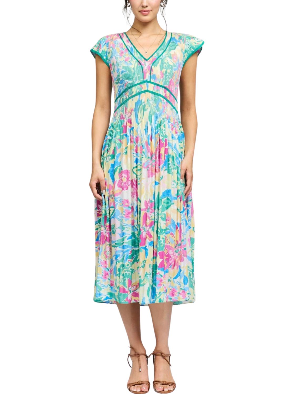Vestido midi de talle elástico.