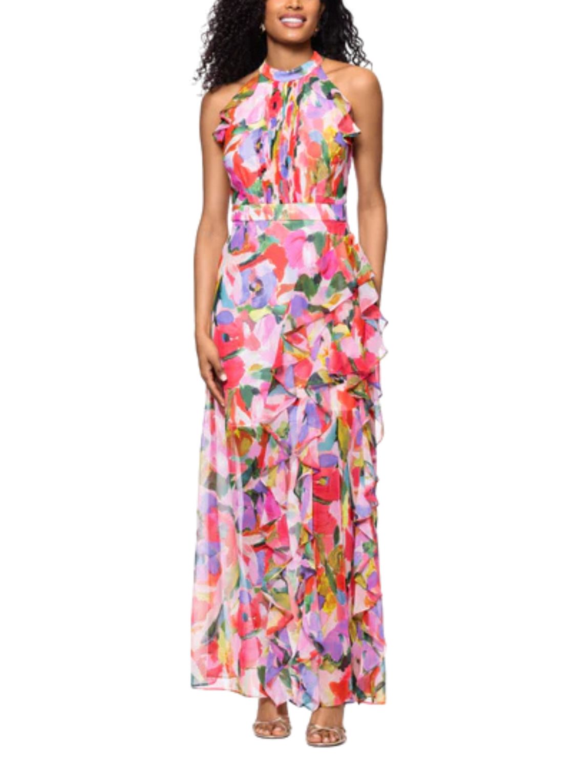 Maxi vestido de gasa sin mangas