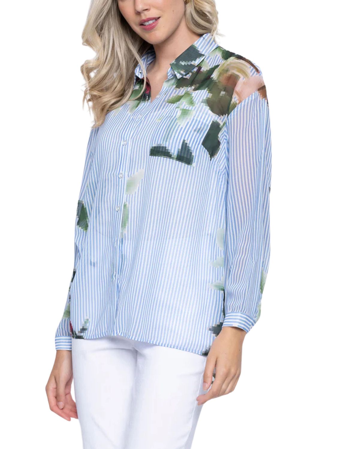 Blusa a rayas con flor