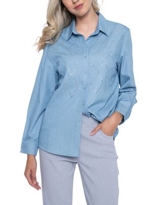 Blusa de denim con cristales