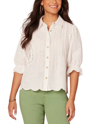 Blusa en crochet con manga 3/4