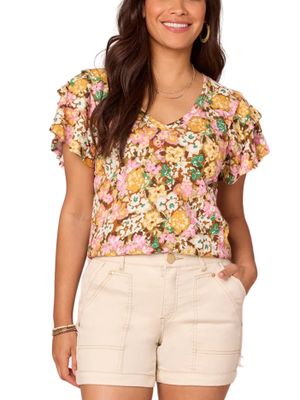 Blusa de manga corta con olanes.