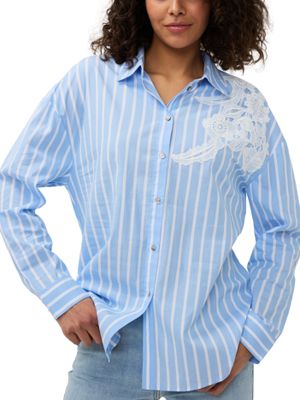 Blusa de rayas con encaje