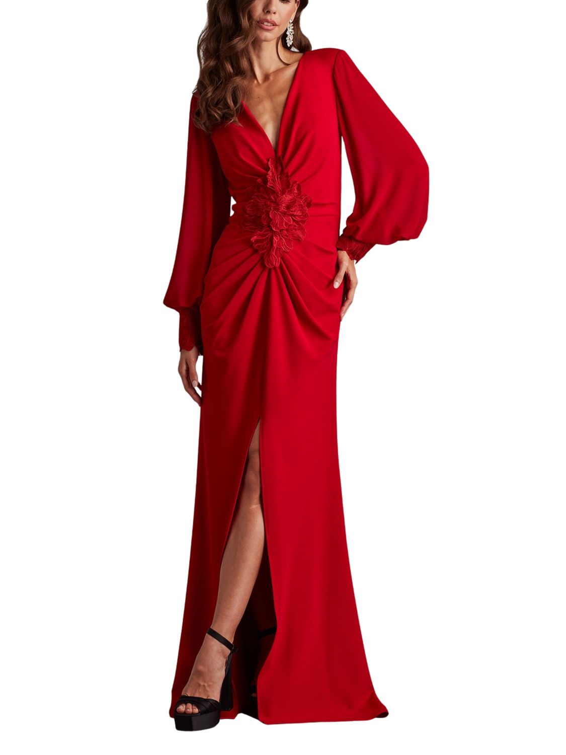 Vestido escotado con mangas obispo