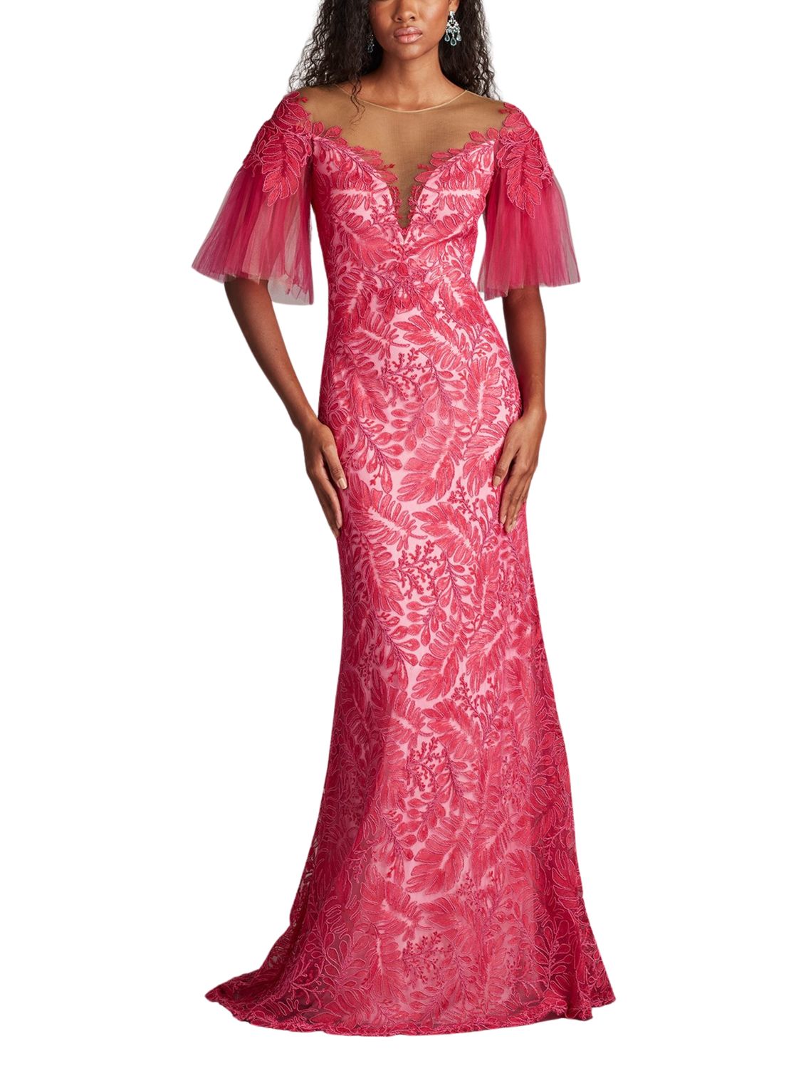 Vestido de ilusión de tul bordado