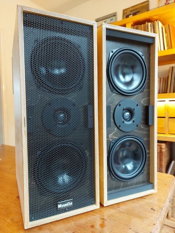 Mycetias V2's Ebony stained baffle & Natural birch plywood finish (Price per pair)