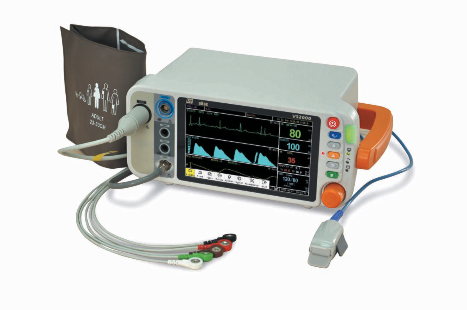 VS2000CM 7" Vital Signs Monitor with ECG RESP SpO2 NIBP TEMP PR ETCO2(Mainstream)