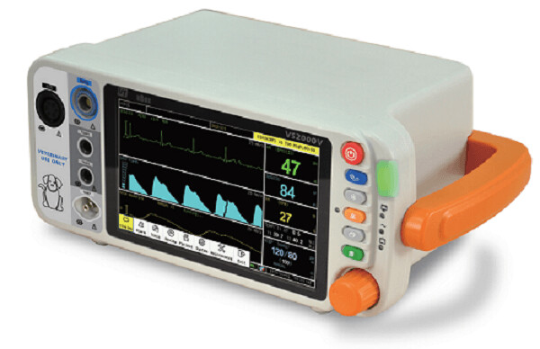 VS2000VCM 7" Veterinary Vital Signs Monitor with ECG RESP SpO2 NIBP TEMP PR ETCO2(Mainstream)