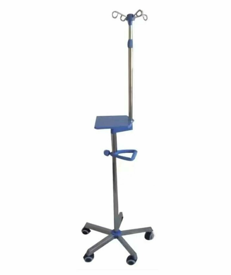 IV Pump Drip Mobile Stand - 4 Hooks, 5 Legs
