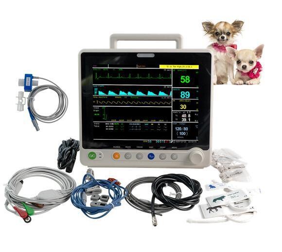 UTM02VCM Veterinary 12" Multi-parameters Monitor - ECG RESP SpO2 NIBP TEMP PR ETCO2(Mainstream)