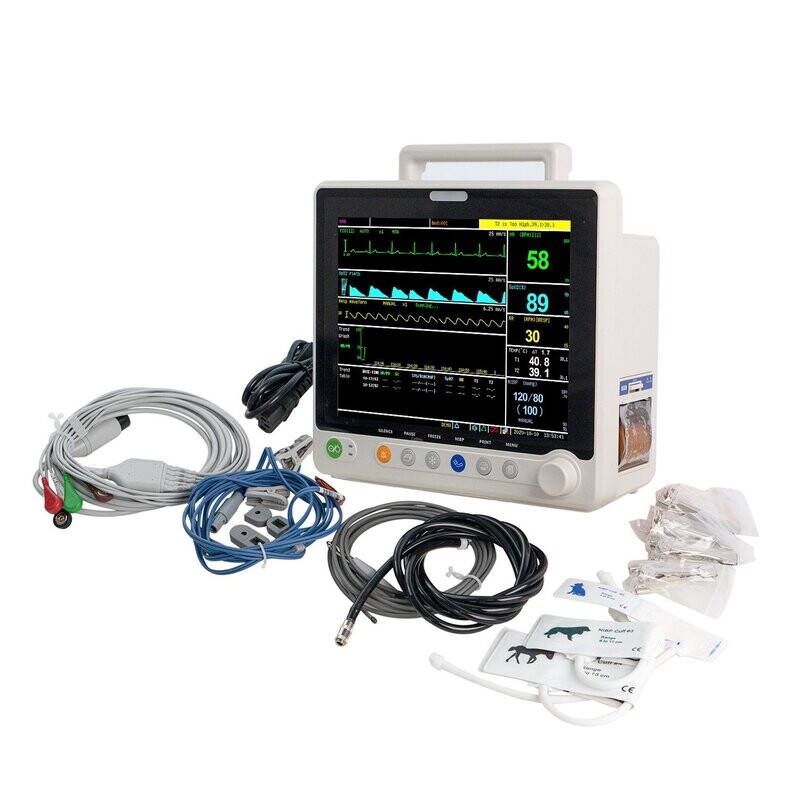 UTM02VP Veterinary 12" Multi-parameters Monitor - ECG RESP SpO2 NIBP TEMP PR Printer