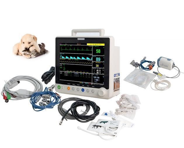 UTM02VCS Veterinary 12" Multi-parameters Monitor with ECG RESP SpO2 NIBP TEMP PR ETCO2(Sidestream)