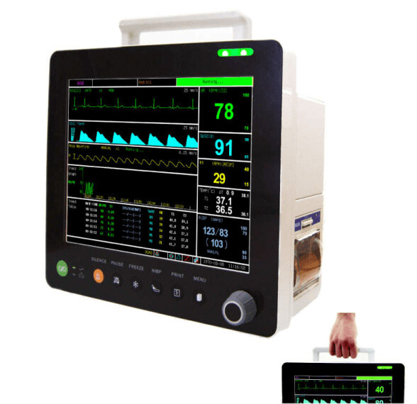 PM6800VCSP Veterinary 15" Multi-parameters Monitor with ECG RESP SpO2 NIBP TEMP PR ETCO2(Sidestream) Printer