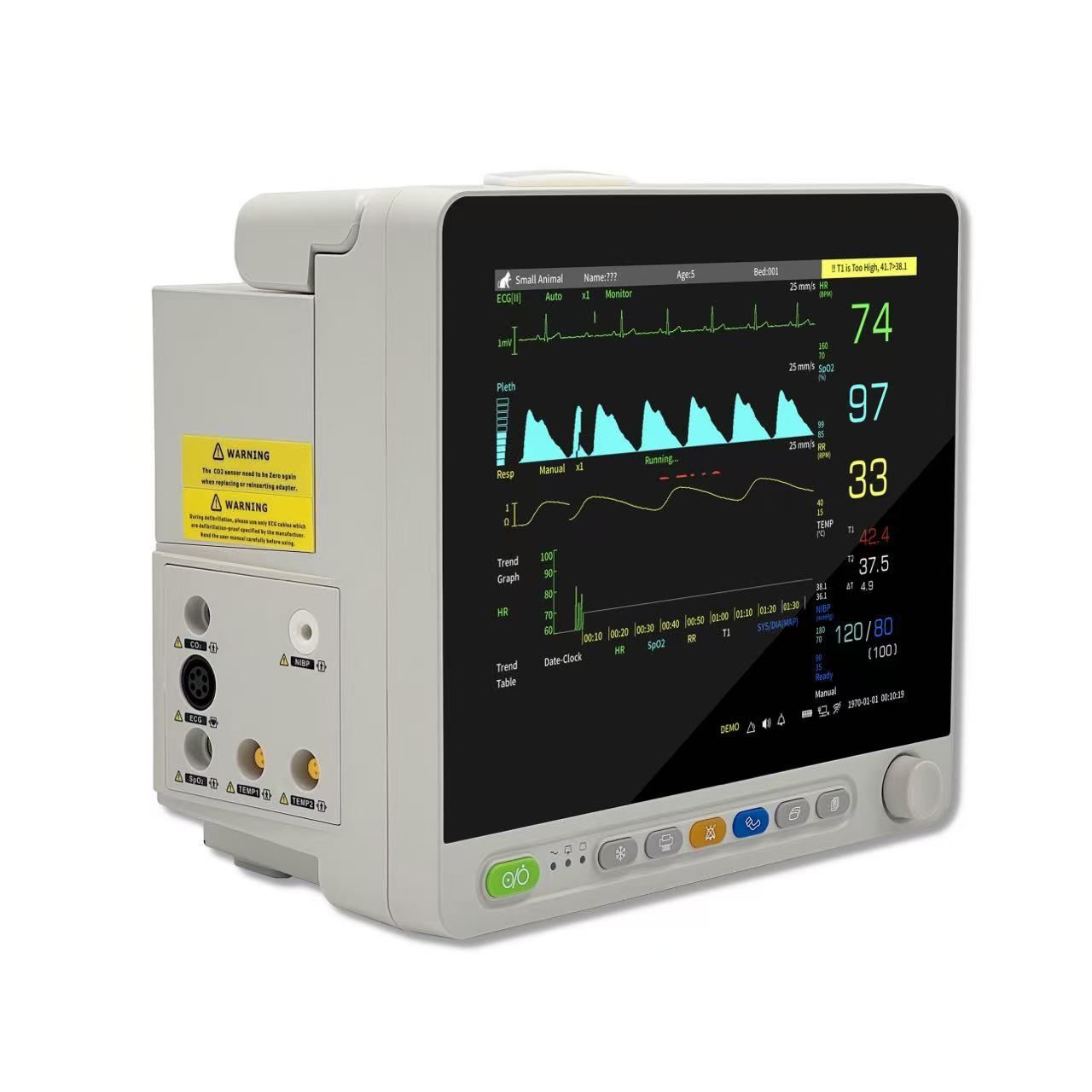 UM2012VCM 12” Veterinary Multi-Parameters Monitor - ECG RESP SpO2 NIBP TEMP PR ETCO2(mainstream) UM2012VCM 12” Veterinary Multi-Parameters Monitor - ECG RESP SpO2 NIBP TEMP PR ETCO2(mainstream)