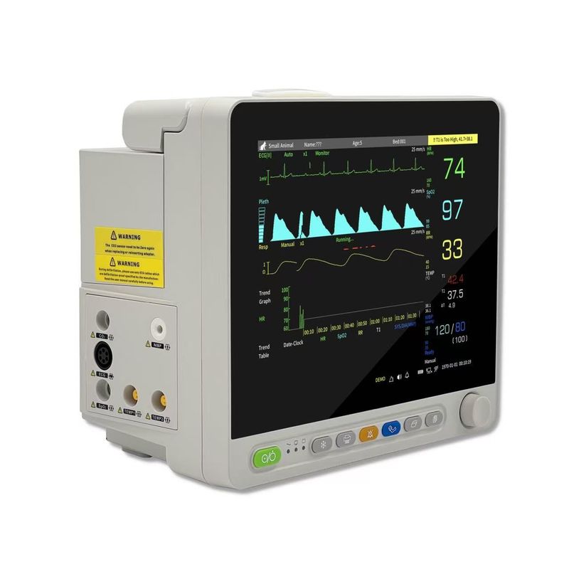 UM2012VCMP 12” Veterinary Multi-Parameters Monitor - ECG RESP SpO2 NIBP TEMP PR ETCO2(mainstream) Printer