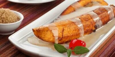 PLATANOS FRITOS CON CREMA, LECHER ó CAJETA, ó MERMELADA