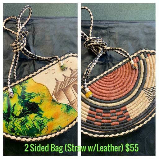 2 Sided Bad (Straw w/ Leather)