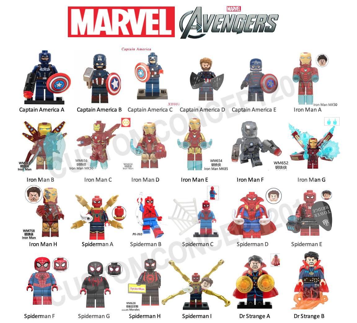 Marvel Super Heroes & Villains- Custom Minifigures