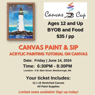 Paint and Sip Party - Summer Painting at Canvas n Cup | Friday, June 14,2024 | 6:30pm to 8:30pm