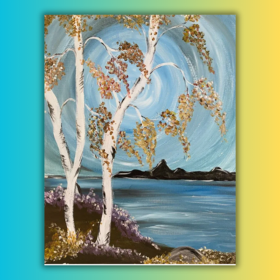 Fall Birch Paint at home Painting kit & Video Tutorial