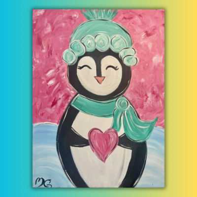 Penguin Love At Home Painting Kit & Video Tutorial