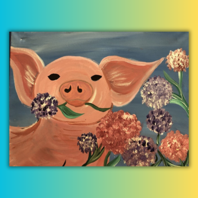 Piggy Got Flowers Painting Kit & Video Tutorial