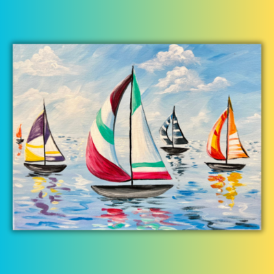 Sailboats At Home Painting Kit & Video Tutorial