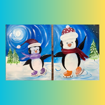 Mommy & Me Penguins at home Painting Kit and Video Tutorial