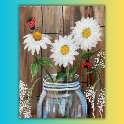 Daisies in Mason Jars At Home Painting Kit & Video Tutorial