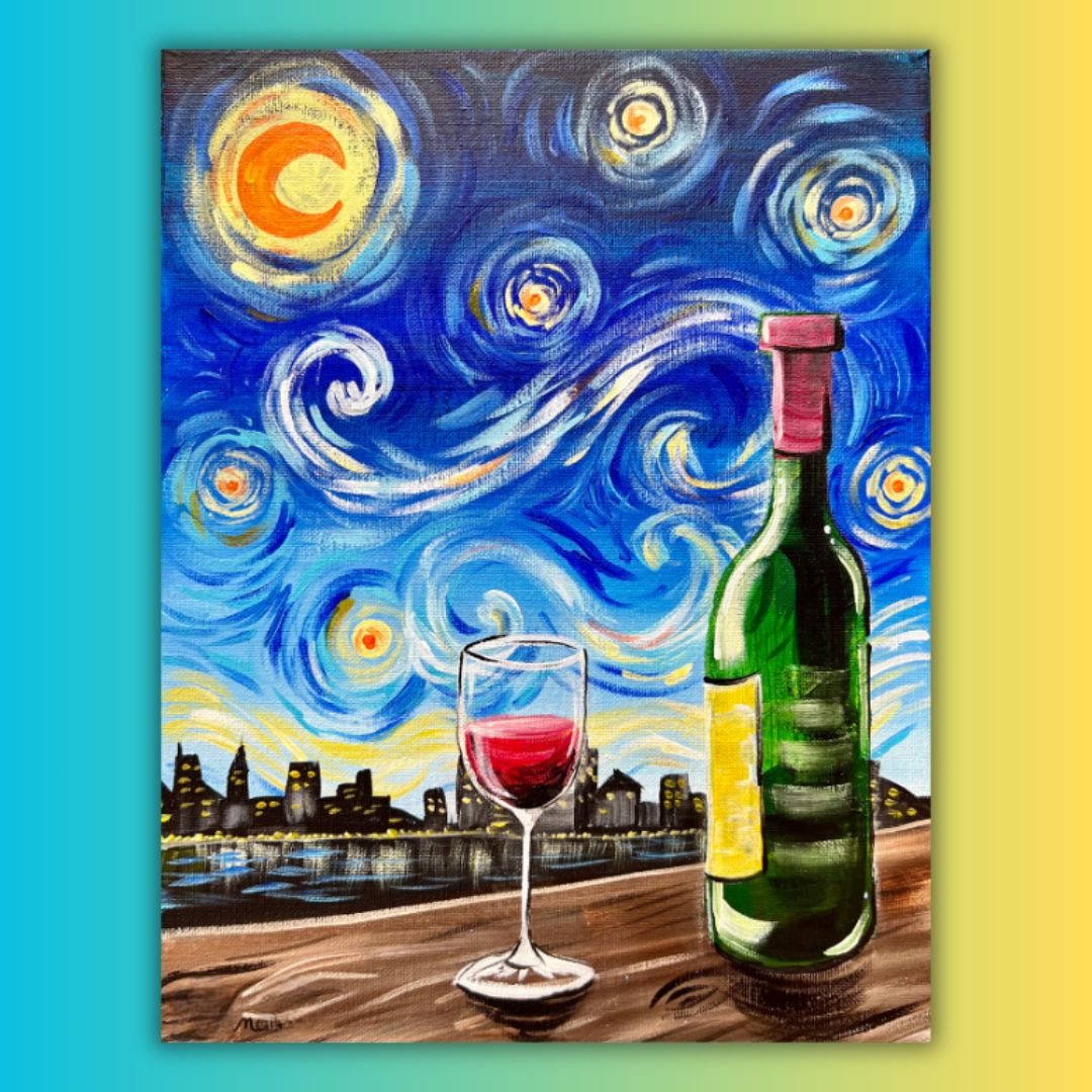 Starry Wine At Home Painting Kit & Video Tutorial