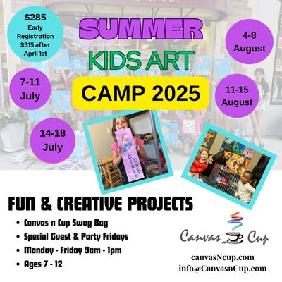 Summer Art Camp for Kids 2025 / 9am-1pm / Ages 7 to 12