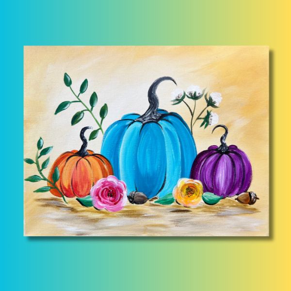 Colorful Floral Pumpkin at home Painting Kit & Video Tutorial