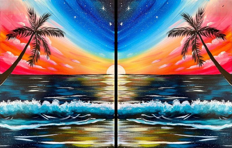 Twilight Tides Double At Home Painting Kit & Video Tutorial - Free Shipping