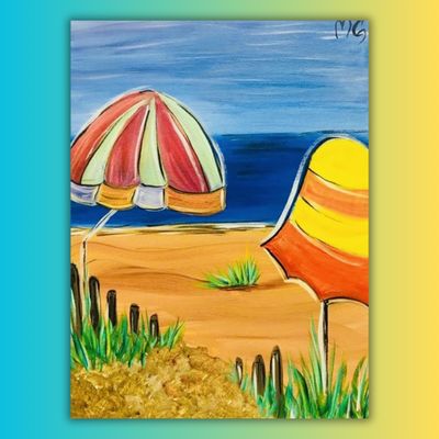 Beach Umbrellas At Home Painting Kit & Video Tutorial