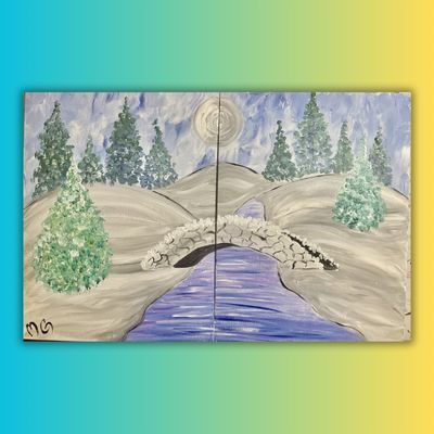 Couple's Love Bridge Double At Home Painting Kit & Video Tutorial - Free Shipping