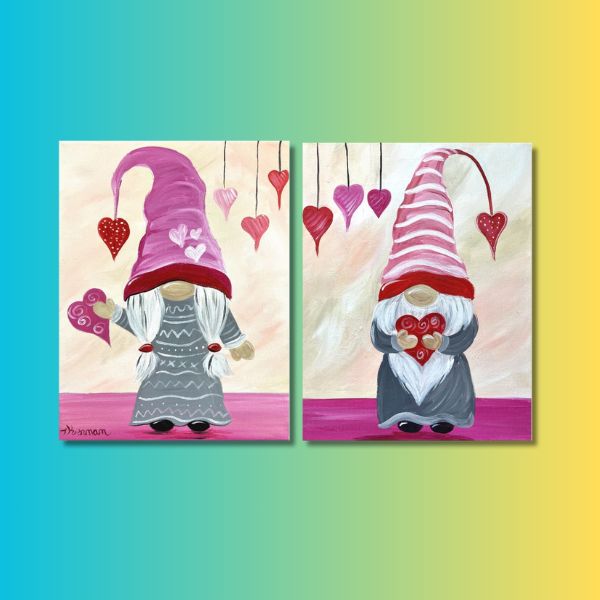 Valentine's Gnome Double At Home Painting Kit & Video Tutorial - Free Shipping