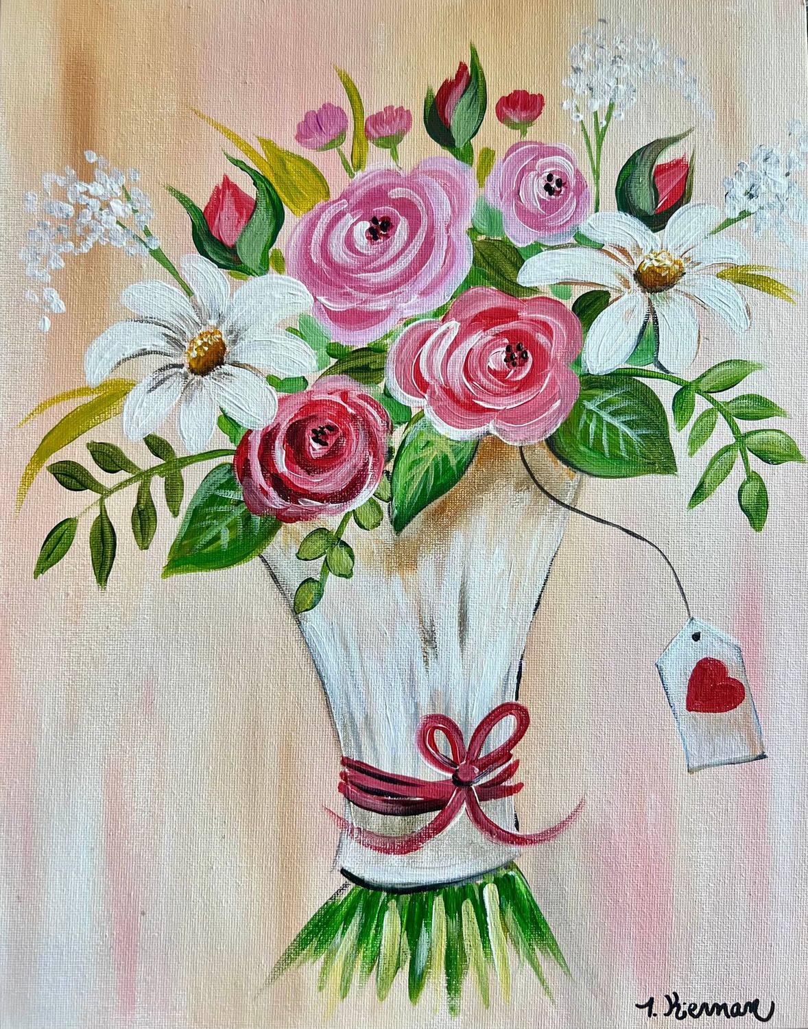 Wrapped Valentine's Day Bouquet At Home Painting Kit & Video Tutorial