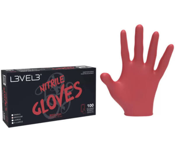 L3VEL 3 Nitrile Gloves Large - Red-Ish